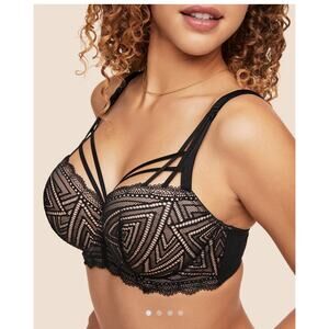 NWT Adore Me Cage Front Bra 38DD Underwire Lace Lined Adjustable Trezza Contour